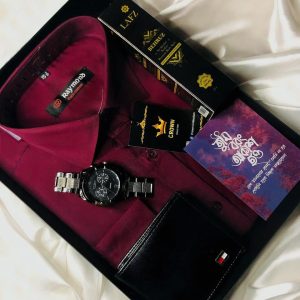 শার্ট কম্বো সেট, ঘড়ি, মানিব্যাগ, পারফিউম, ও চিরকুট